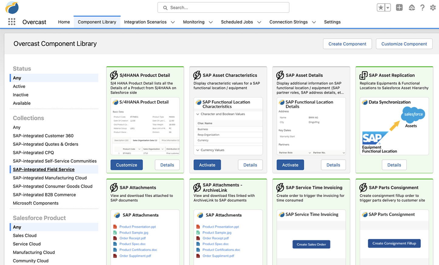 The Field Service applications in the Overcast Component Library